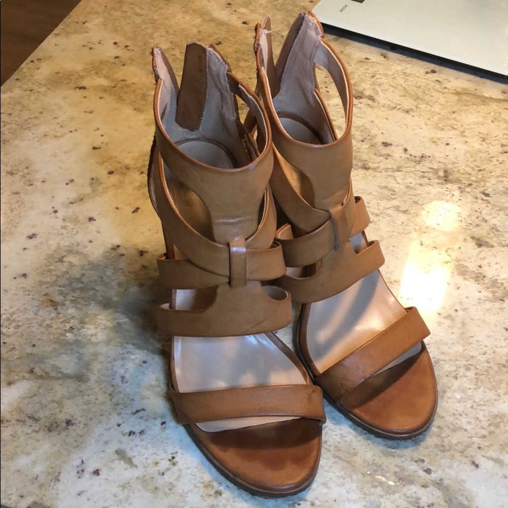 Tan charming Charlie strapping heels